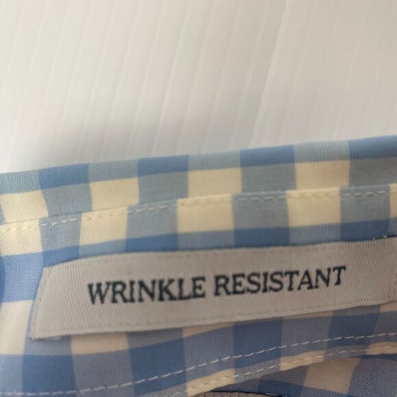 LL Bean Button Up Shirt Mens Size L Tall Blue Striped Short Sleeve 100% Cotton - Picture 14 of 16